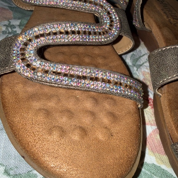 Patrizia Luca Tan Sandals with Rhinestone Accents - Picture 6 of 9